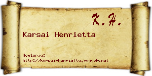 Karsai Henrietta névjegykártya